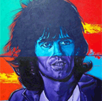 A young Keith Richards painted in primary colors